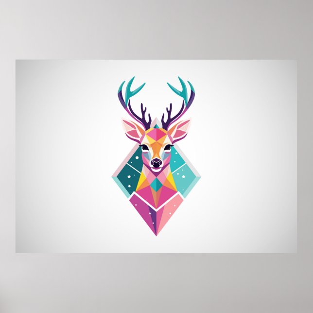 Poster Colorida Deer Head (Frente)
