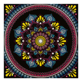 Pôster Colorida Dot Art Mandala | Sacred Geometry Boho