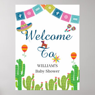Poster Colorida Festa Mexicana de Cactus Baby Shower