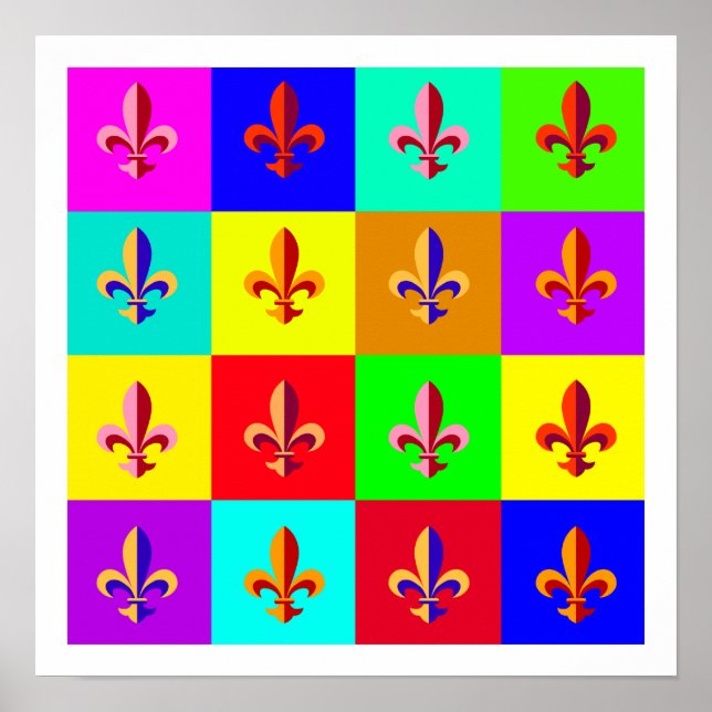 Pôster Colorida Fleur-de-lis (Frente)