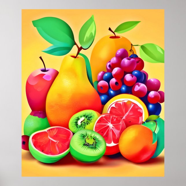 Poster Colorida Fruta Medley (Frente)