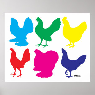 Pôster Colorida Hens