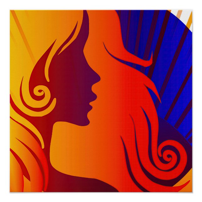 Pôster Colorida Hippie BOHO Mulher (Frente)