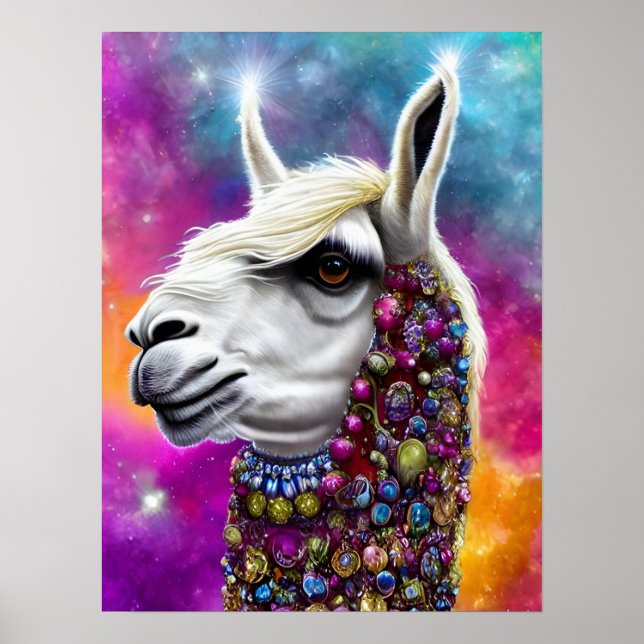 Poster Colorida Jeweled Llama (Frente)