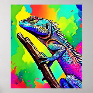 Poster Colorida Lizard Art Design