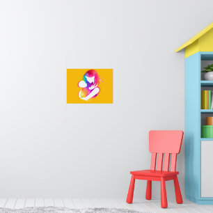 Poster Colorida Mãe e Bebê Aquarela Fundo Amarelo