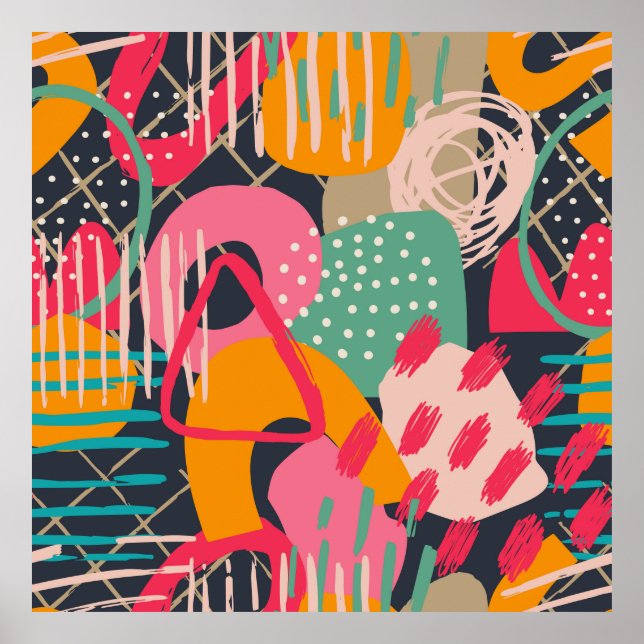 Poster Colorida mãoDesenhadaGrunge Contemporâneo Art 1 (Frente)