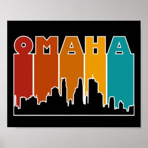 Poster Colorida Omaha Nebraska Retro Sunset