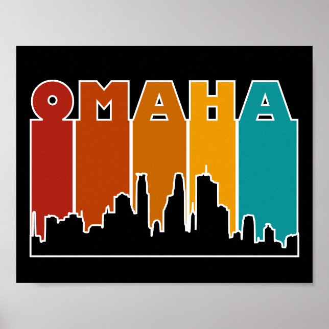 Poster Colorida Omaha Nebraska Retro Sunset (Frente)
