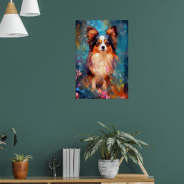 Poster Colorida Papillon dog Art