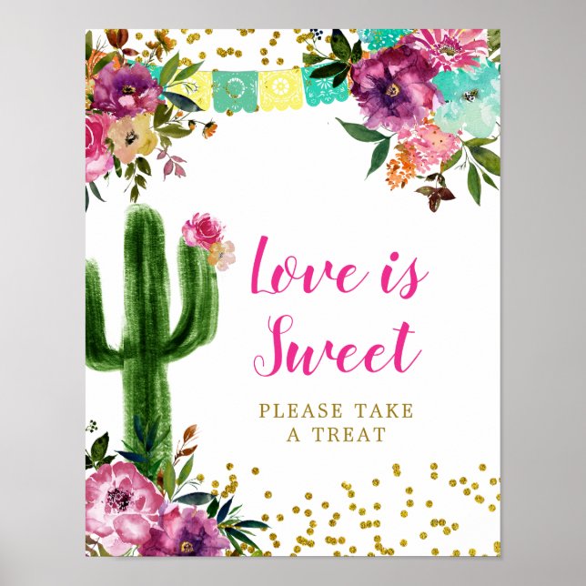 Poster Colorida Taco Mexicano Sobre Amor É Doce (Frente)