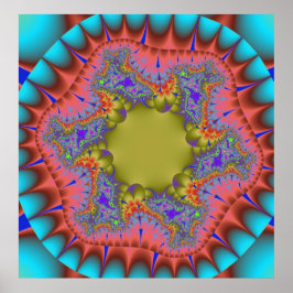 Poster Colorida Teal, Rosa e Verde Fractal