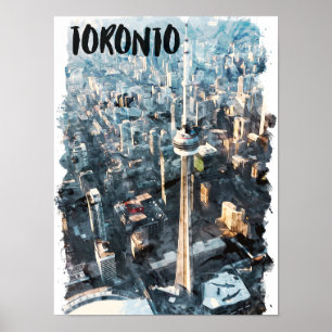 Poster Colorida Toronto Canada City Silhouette