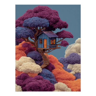 Pôster Colorida Treehouse Wall Art
