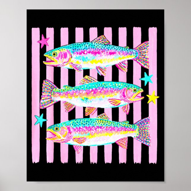 Poster Colorida truta arco-íris sofisticada vida de verão (Frente)