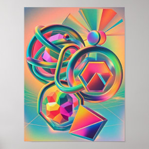 Poster Colorida Vibrante e trabalho de arte abstrato