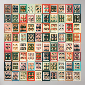 Poster Colorida Vintage European Polacolor Portraics Grid