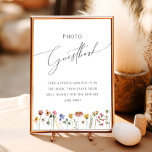 Poster Colorida Wildflower | Meadow Photo Guest Book Sign<br><div class="desc">Este girassol colorido | o cartaz do livro de convidados é perfeito para o seu simples e esquimundo casamento de verão no arco-íris. Os florais cor-de-rosa brilhante, encantado, amarelo, laranja e dourado dão a este produto a sensação de um jardim primavera hippie elegante minimalista. A design moderna é a arte...</div>