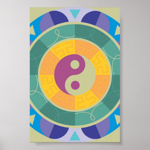 Poster Colorida Yin Yang Pattern