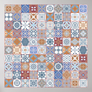 Poster Colorido azulejo marroquino