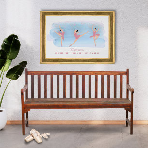 Poster Colorido Cartaz de Prática de Ballet Personalizado