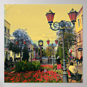 Poster colorido da paisagem urbana