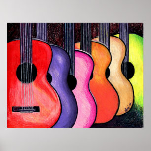 Poster colorido das guitarra por Loni