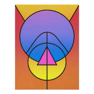 Pôster Colorido de Círculos Geométricos Abstratos