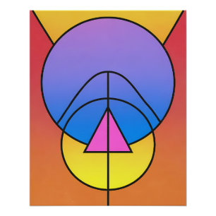 Pôster Colorido de Círculos Geométricos Abstratos