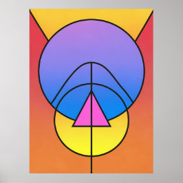 Pôster Colorido de Círculos Geométricos Abstratos