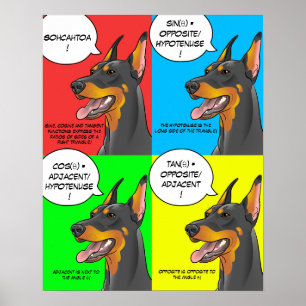 Poster colorido do Doberman do trigonometria do