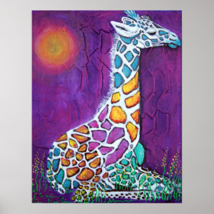 Poster colorido do girafa