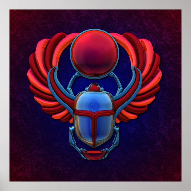 Pôster Colorido Egípcio Scarab (Frente)