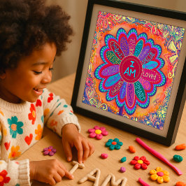 Poster Colorido, eu sou sala de aula inspiracional floral