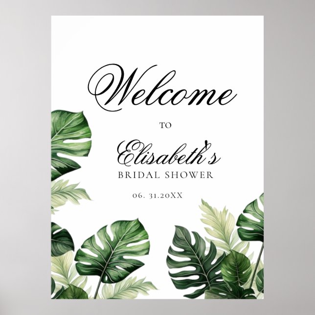 Poster Colorido Floral Tropical | Chuveiro de noiva com f (Frente)