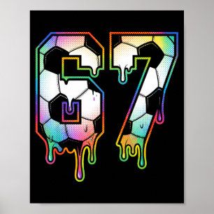 Poster Colorido Gotejamento 67 Número Varsity Futebol Hal