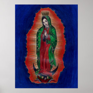 Poster colorido Guadalupe da arte do lápis de