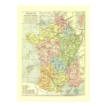 Colorido Mapa de Vintagens da França