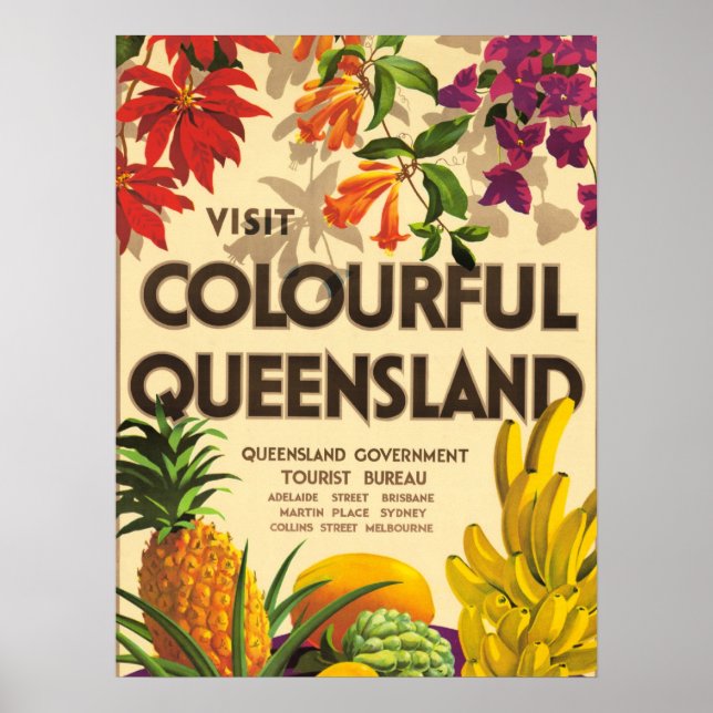 Poster Colorido Queensland, Austrália (Frente)