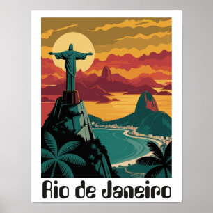 Poster Colorido Rio de Janeiro Brasil Viagem Arte