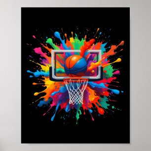 Poster Colorido Sketll Tie Dye Aro Rede Enterrada Salpico