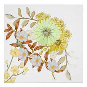 Pôster Colorindo Flores Arte Design Floral Colorir