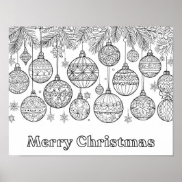 Poster Colorir Enfeites de Natal Bolas de Natal Diversão