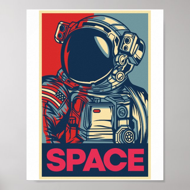 Poster Colorir Espaço Moderno do Astronauta (Frente)