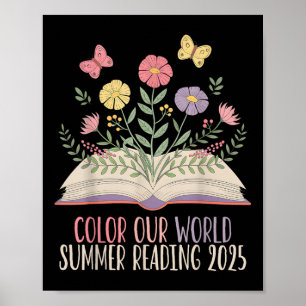 Poster Colorir o nosso Verão mundial Lendo 2025 - livro b