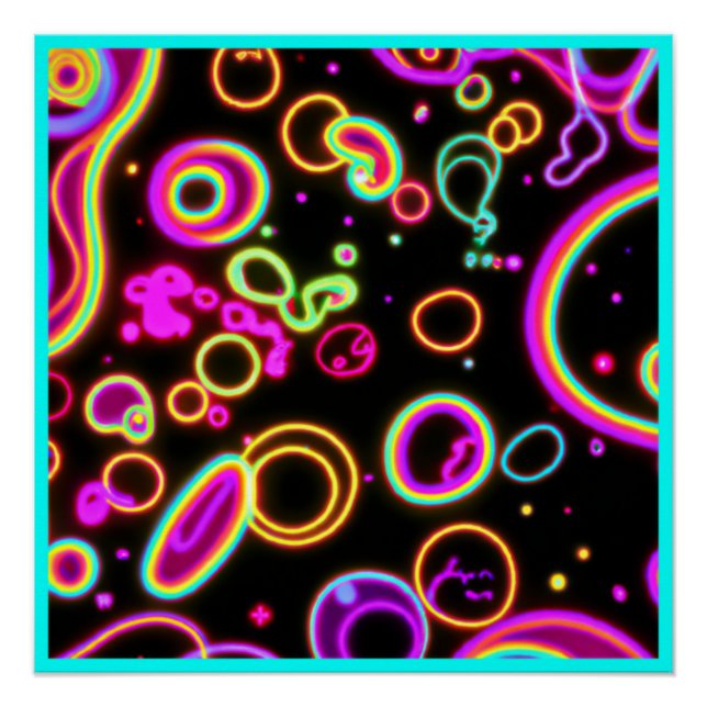 Pôster Colorir Padrões Neon Circle Art Design (Frente)