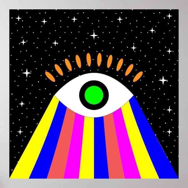 Poster Colorir todos os olhos, design com estrelas e (Frente)