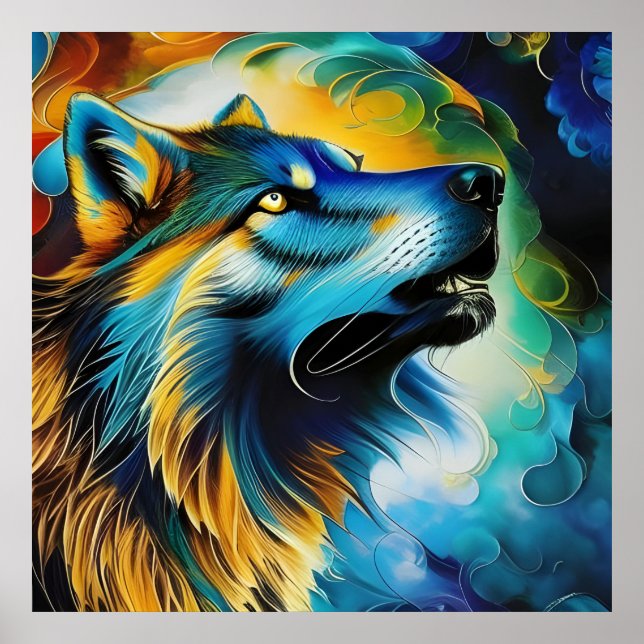 Poster Colorir Wolf Howl (Frente)