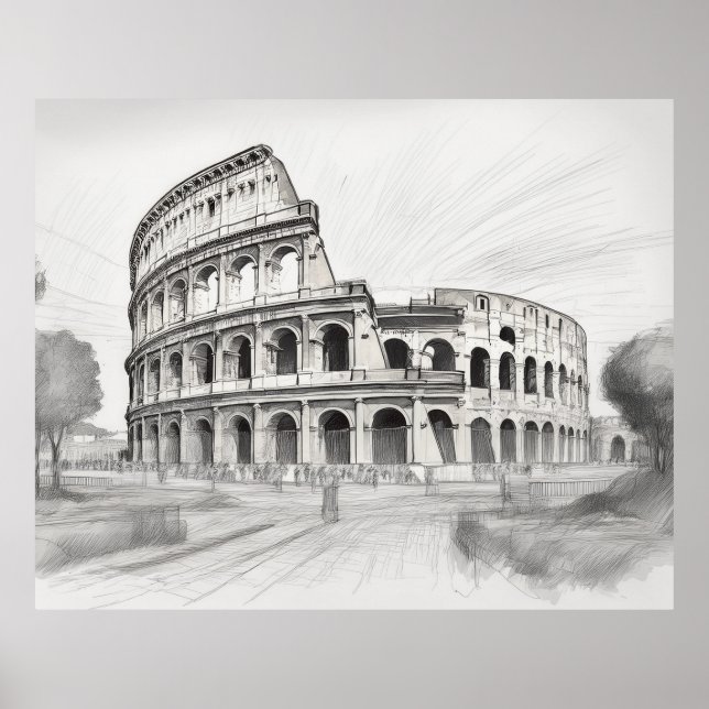Poster Colosseum historical architecture art drawing in r (Frente)