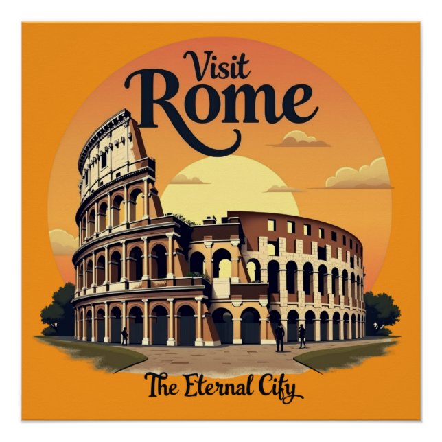 Pôster Colosseum Roma Vintage Design (Frente)